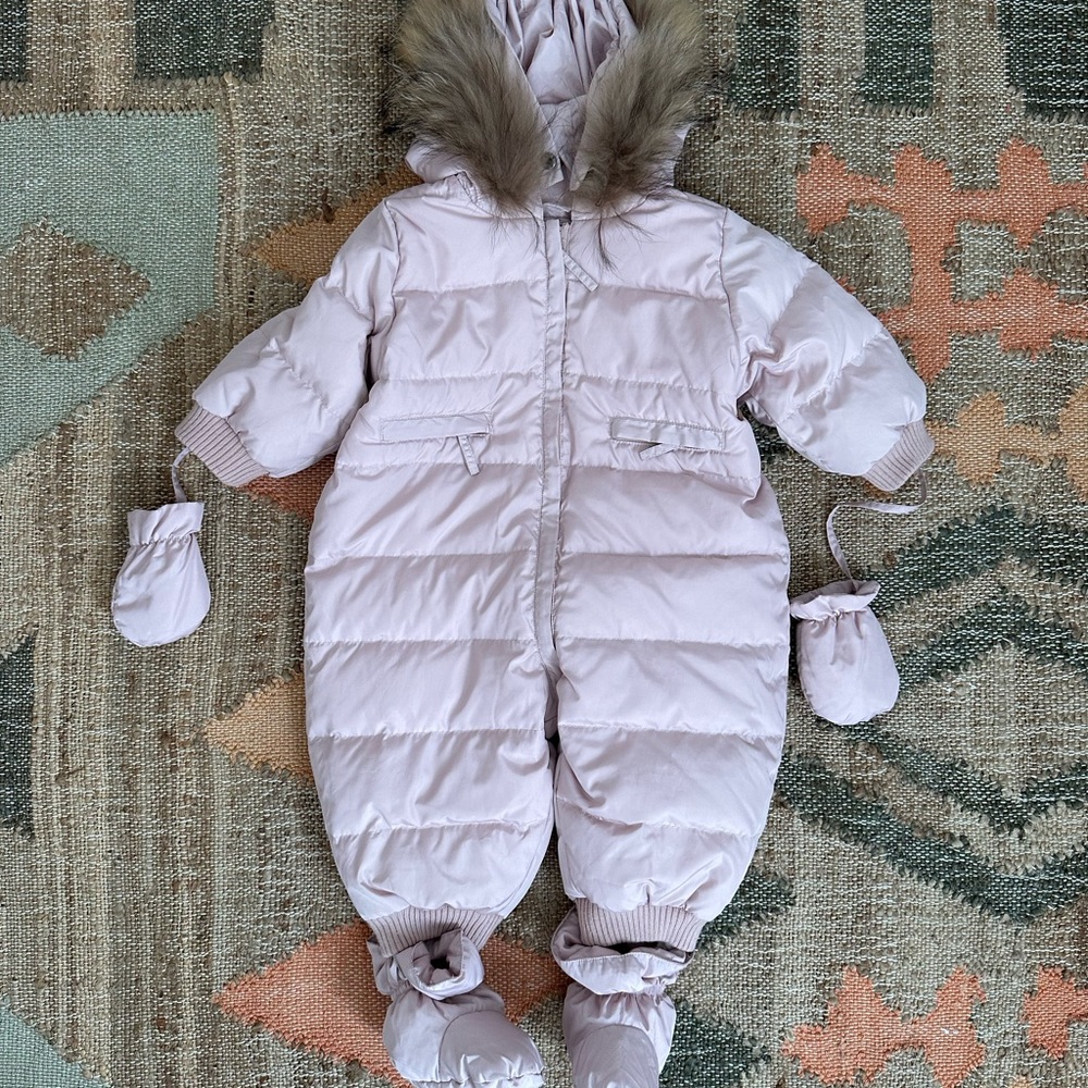 Bonpoint pink snowsuit - 12m